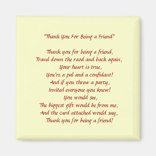 Thank You For Being a Friend - Magnet