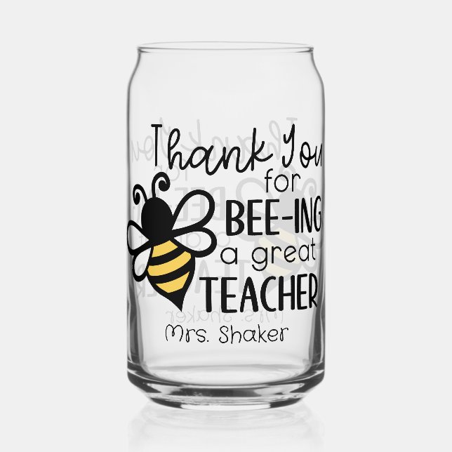 Thank You For Being A Great Teacher Appreciation Can Glass