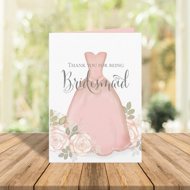 Thank You for being Bridesmaid Blush Watercolor Card (Creator Uploaded)