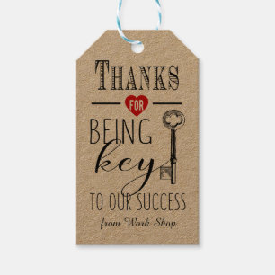 thank you for being key to our success add  logo gift tags