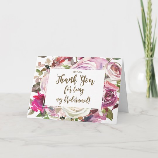 thank you for being my bridesmaid card zazzleca