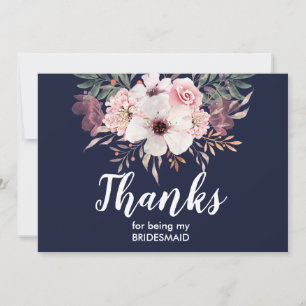 Thank You For Being My Bridesmaid Card   Floral