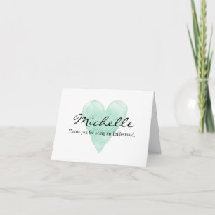 Thank you for being my bridesmaid cards Add name