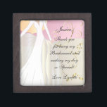 Thank You for Being my Bridesmaid Gift Box! Keepsake Box<br><div class="desc">Keepsake Gift Box. 100% Customizable. Ready to Fill in the box(es) or Click on the CUSTOMIZE button to add, move, delete, resize or change any of the font or graphics. Made with high resolution vector and/or digital graphics for a professional print. NOTE: (THIS IS A PRINT. All zazzle product designs...</div>