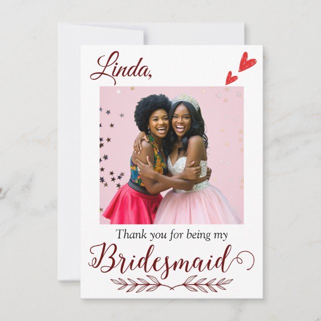 Thank You for Being My Bridesmaid Proposal Card (Front)