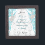 Thank You for Being my Bridesmaid -Teal Jewelry Box<br><div class="desc">Keepsake Gift Box. 100% Customizable. Ready to Fill in the box(es) or Click on the CUSTOMIZE button to add, move, delete, resize or change any of the font or graphics. Made with high resolution vector and/or digital graphics for a professional print. NOTE: (THIS IS A PRINT. All zazzle product designs...</div>