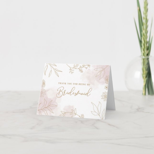 Thank You for Being My Bridesmaid Wedding Card (Front)