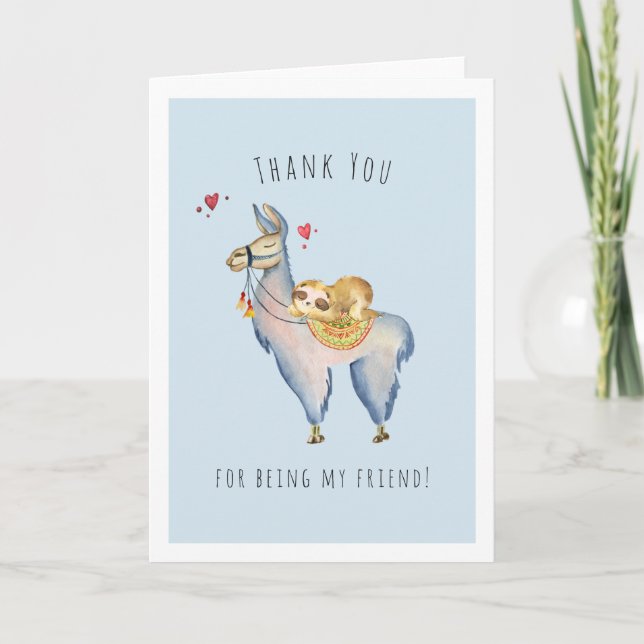 Thank You For Being My Friend | Llama Sloth Card (Front)