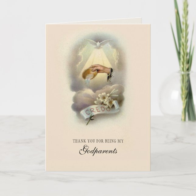 Thank You for Being my Godparents Baptism Catholic Invitation (Front)