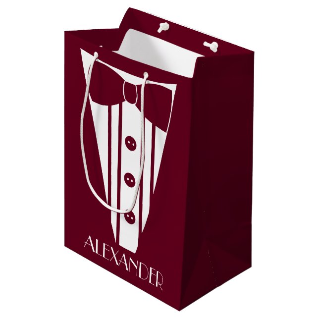 Thank You For Being My Groomsman Coloured Tuxedo Medium Gift Bag (Front Angled)
