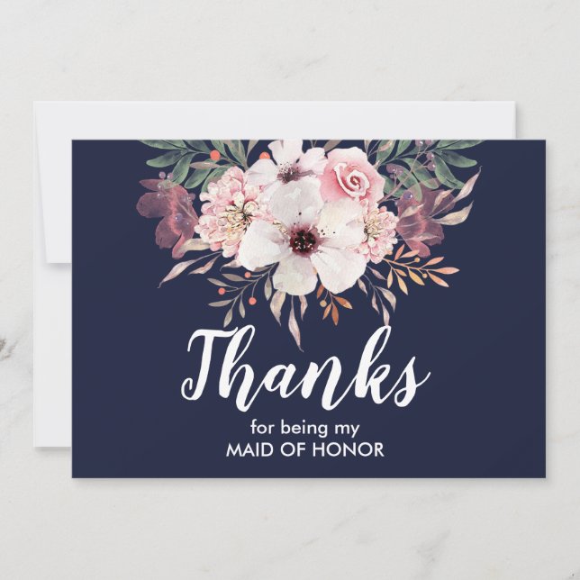 Thank You For Being My Maid Of Honour Card | Flora (Front)