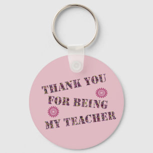 Thank You For Being My Teacher Custom Background Keychain
