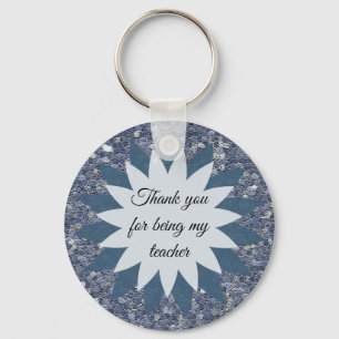 Thank You for being My Teacher Mosaic Blue Tile Keychain