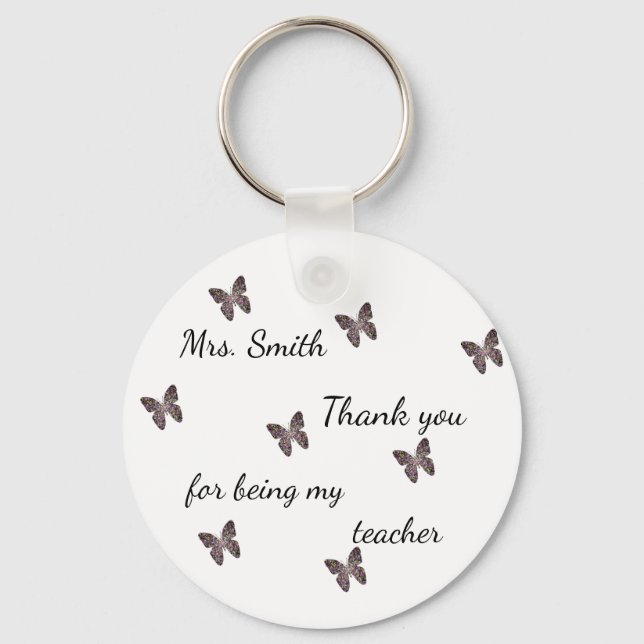 Thank you for Being My Teacher Mosaic Butterfly Keychain (Front)