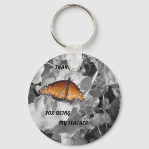 Thank you for being my teacher with monarch keychain