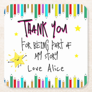 Thank You for Being Part of My Story – Elegant  Square Paper Coaster