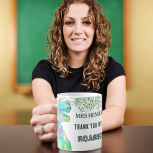 Thank You For Being Roarsome School Teacher Name Coffee Mug