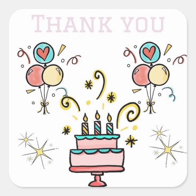 Thank you for Birthday Gifts Stickers (Front)