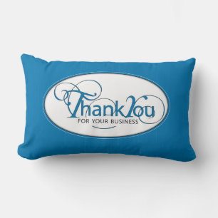 Thank You For Business, Blue Script Lumbar Pillow