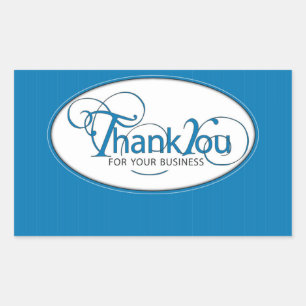 Thank You For Business, Blue Script Sticker
