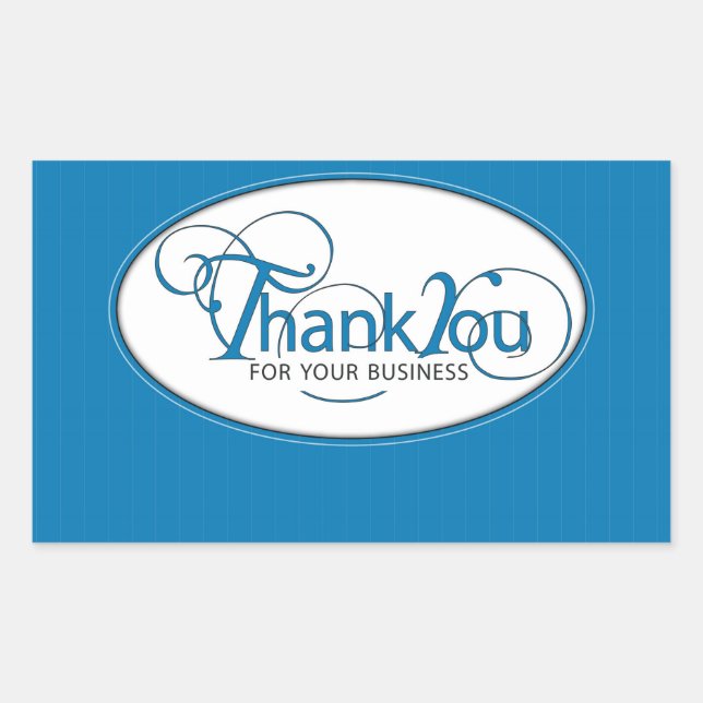 Thank You For Business, Blue Script Sticker (Front)