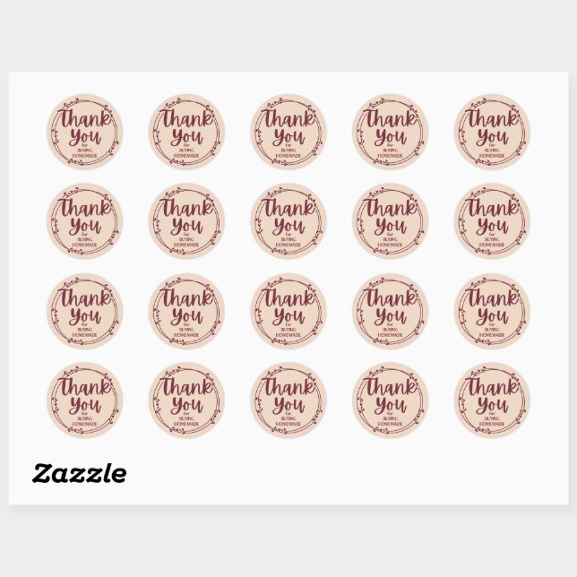 Thank You for Buying Homemade Classic Round Sticker (Sheet)