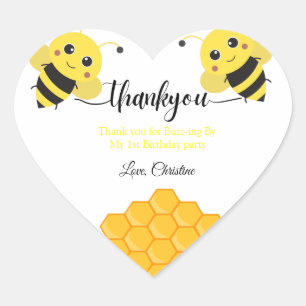 Thank you for Buzz -ing by my first bee day Heart Sticker