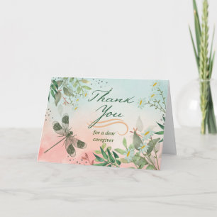 Thank You for Caregiver Dragonfly Daisies Card
