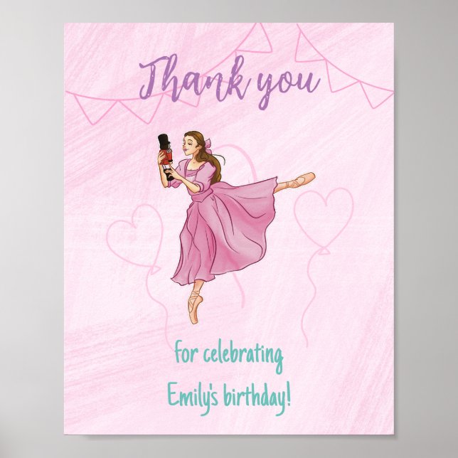 Thank You For Celebrating - Ballerina Birthday Poster (Front)