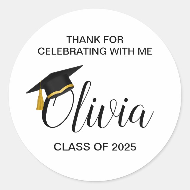 Thank You For Celebrating Graduation Party Favour  Classic Round Sticker (Front)