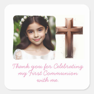 Thank you for Celebrating My 1st communion with me Square Sticker