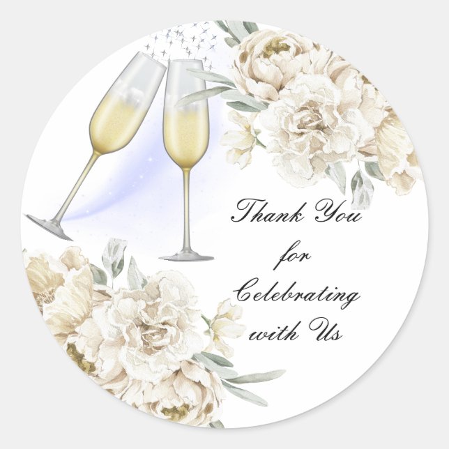 Thank You for Celebrating with Us Classic Round Sticker (Front)