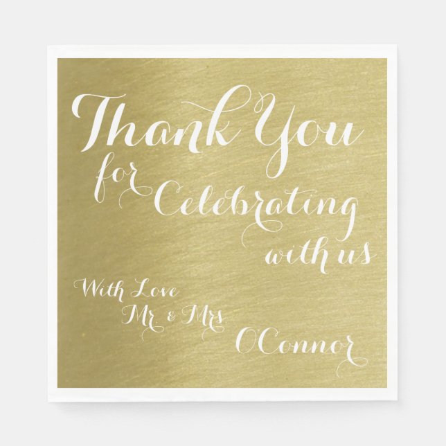 thank you for celebrating with us, faux gold napkin (Front)