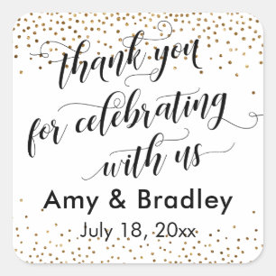 Thank You for Celebrating With Us Gold Confetti Square Sticker