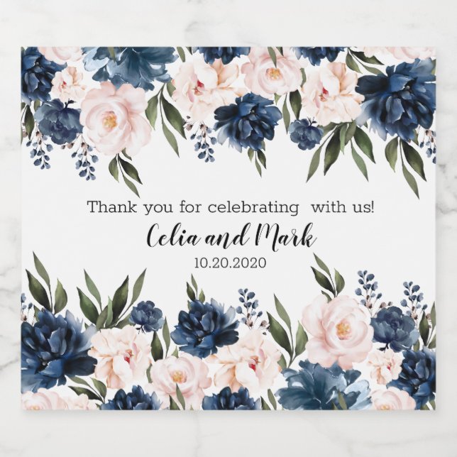 Thank you for Celebrating With Us Pink and Blue Sparkling Wine Label (Single Label)