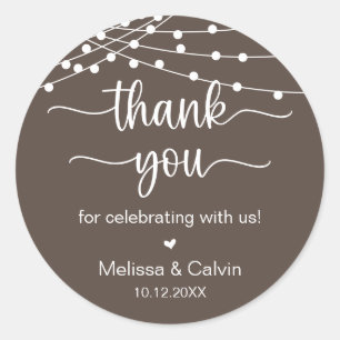 Thank you for celebrating with us Rustic Wedding Classic Round Sticker