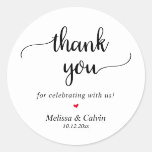 Thank you for celebrating with us, Rustic Wedding Classic Round Sticker