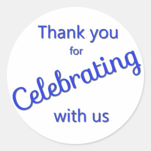Thank You for Celebrating with Us Sticker Blue