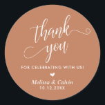 Thank you for celebrating with us, Wedding Classic Round Sticker<br><div class="desc">Thank you for celebrating with us,  Wedding Classic Round Sticker,  in copper themed.</div>