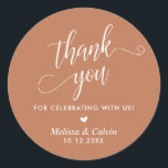 Thank you for celebrating with us, Wedding Classic Round Sticker<br><div class="desc">Thank you for celebrating with us,  Wedding Classic Round Sticker,  in copper themed.</div>
