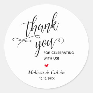 Thank you for celebrating with us Wedding Classic Round Sticker