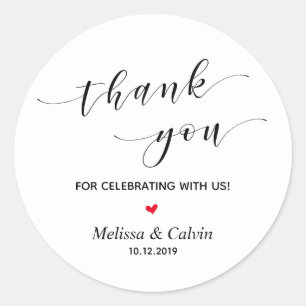 Thank you for celebrating with us Wedding Classic Round Sticker