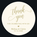 Thank you for celebrating with us, Wedding Classic Round Sticker<br><div class="desc">Thank you for celebrating with us,  Wedding Classic Round Sticker,  in classy gold themed.</div>