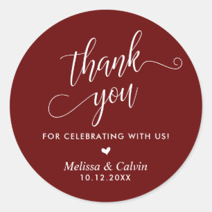 Thank you for celebrating with us, Wedding Classic Round Sticker