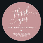 Thank you for celebrating with us, Wedding Classic Round Sticker<br><div class="desc">Thank you for celebrating with us,  Wedding Classic Round Sticker,  in dusty rose themed.</div>