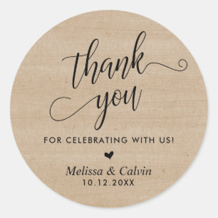 Thank you for celebrating with us, Wedding Classic Round Sticker
