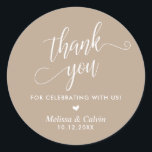 Thank you for celebrating with us, Wedding Classic Round Sticker<br><div class="desc">Thank you for celebrating with us,  Wedding Classic Round Sticker,  in tan kraft themed.</div>