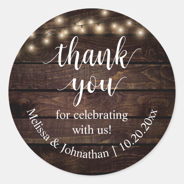 Thank you for celebrating with us Wedding Sticker (Front)