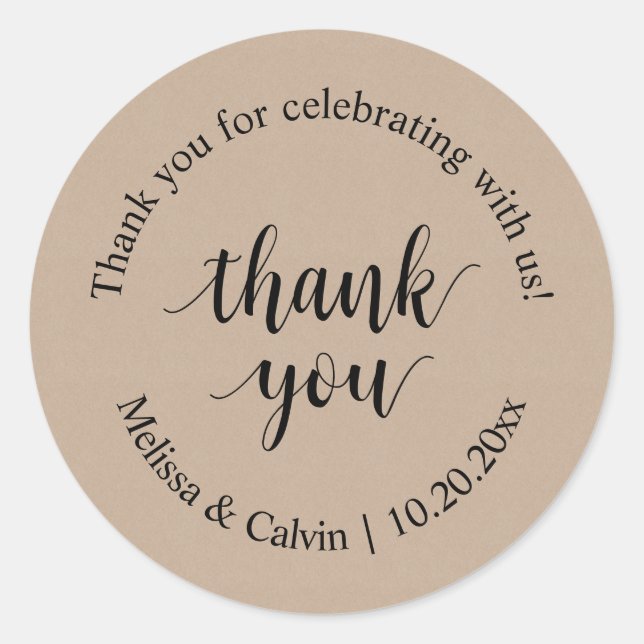 Thank you for celebrating with us Wedding Sticker (Front)