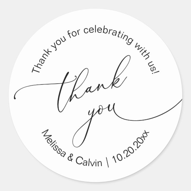 Thank you for celebrating with us Wedding Sticker (Front)